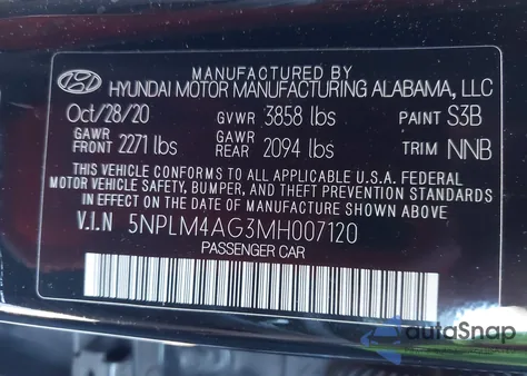 2021 Hyundai Elantra Sel из США, поврежденный, VIN 5NPLM4AG3MH007120